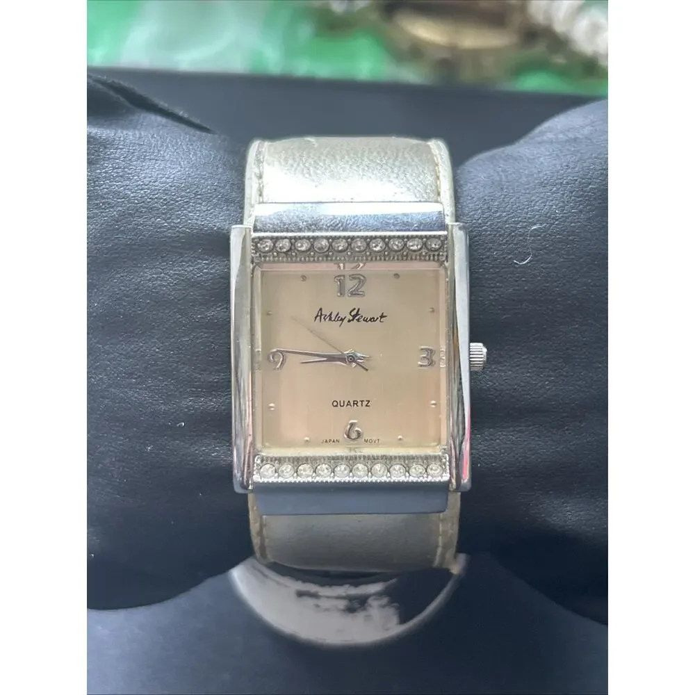 Ashley Stewart Silver Tone Case Gold Tone Dial And Band Women’s Cuff Watch